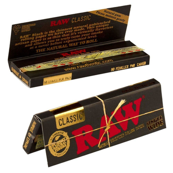 Бумага RAW Black Single Wide - Самокрутки - Бумага RAW - Магазин ТОПовых приборов и аксессуаров для  курения  bongstore.ru